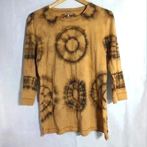 Brown Gold Tie Dyed 3/4 sleeve shirt by Great Northwest sz L